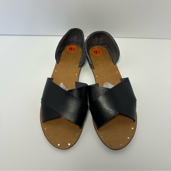 New Cynthia Rowley Fiona Women's Black Vegan Criss Cross Slip On Sandal Size 9.5 - Picture 1 of 5